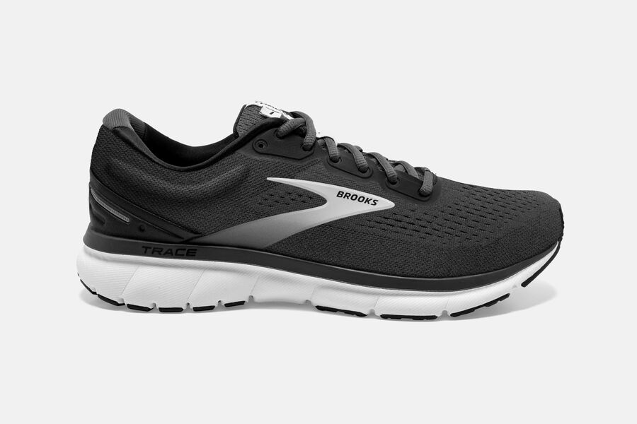 Mens Brooks Trace Road Shoes Black/Blackened Pearl/Grey | 615482-ERI